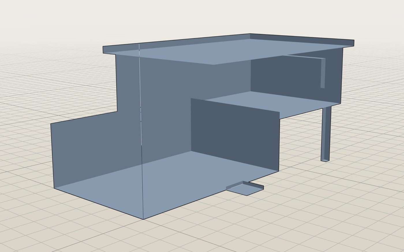 House model in X-ray style, showing interior faces